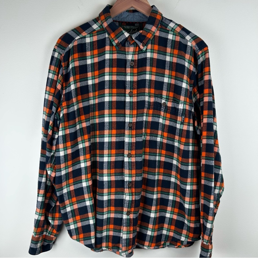 Woolrich Men’s Heavyweight Flannel Button-Down Plaid Shirt sz L Outdoors Fall